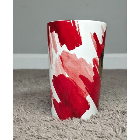 2014 STARBUCKS 16 oz Red Scribble Gold DOT Ceramic Coffee Mug Logo Grande - Picture 2 of 5